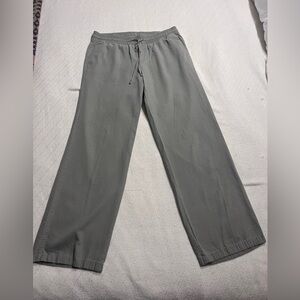 Wide legged taupe colored linen pants